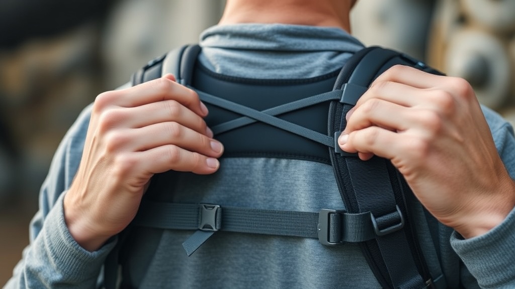 배낭의 등판 길이를 조절하여 사용자의 토르소에 맞추는 실제 모습
